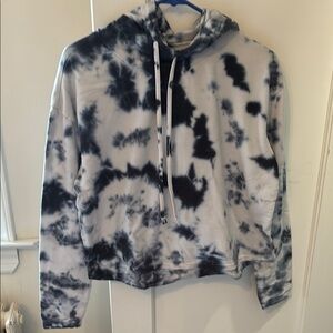 White and Navy Tie-Dye Hoodie